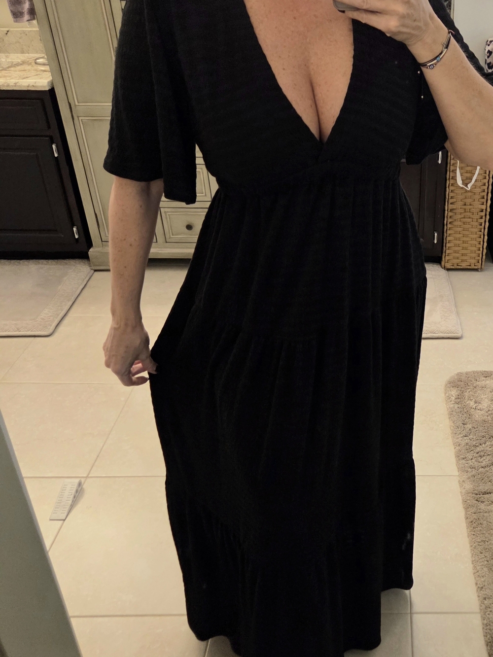 Veronica M Black Kimono Sleeve V-Neck Maxi Dress - Picture 8 of 9
